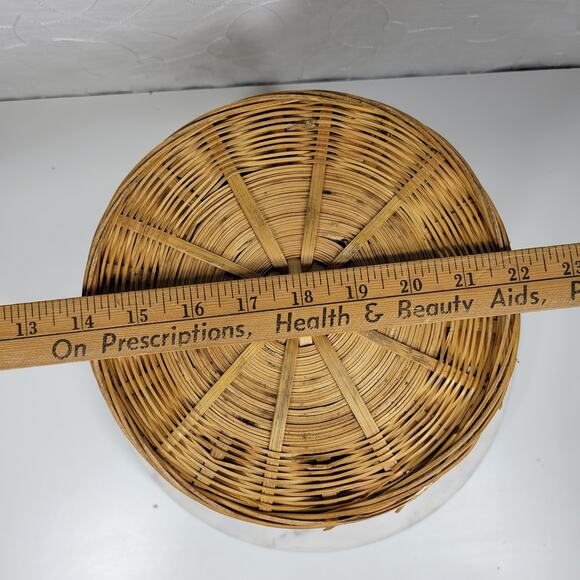 Vintage Wicker Basket 9" Tall Handmade Woven Rattan Bamboo Boho Rustic Decor - Picture 11 of 16